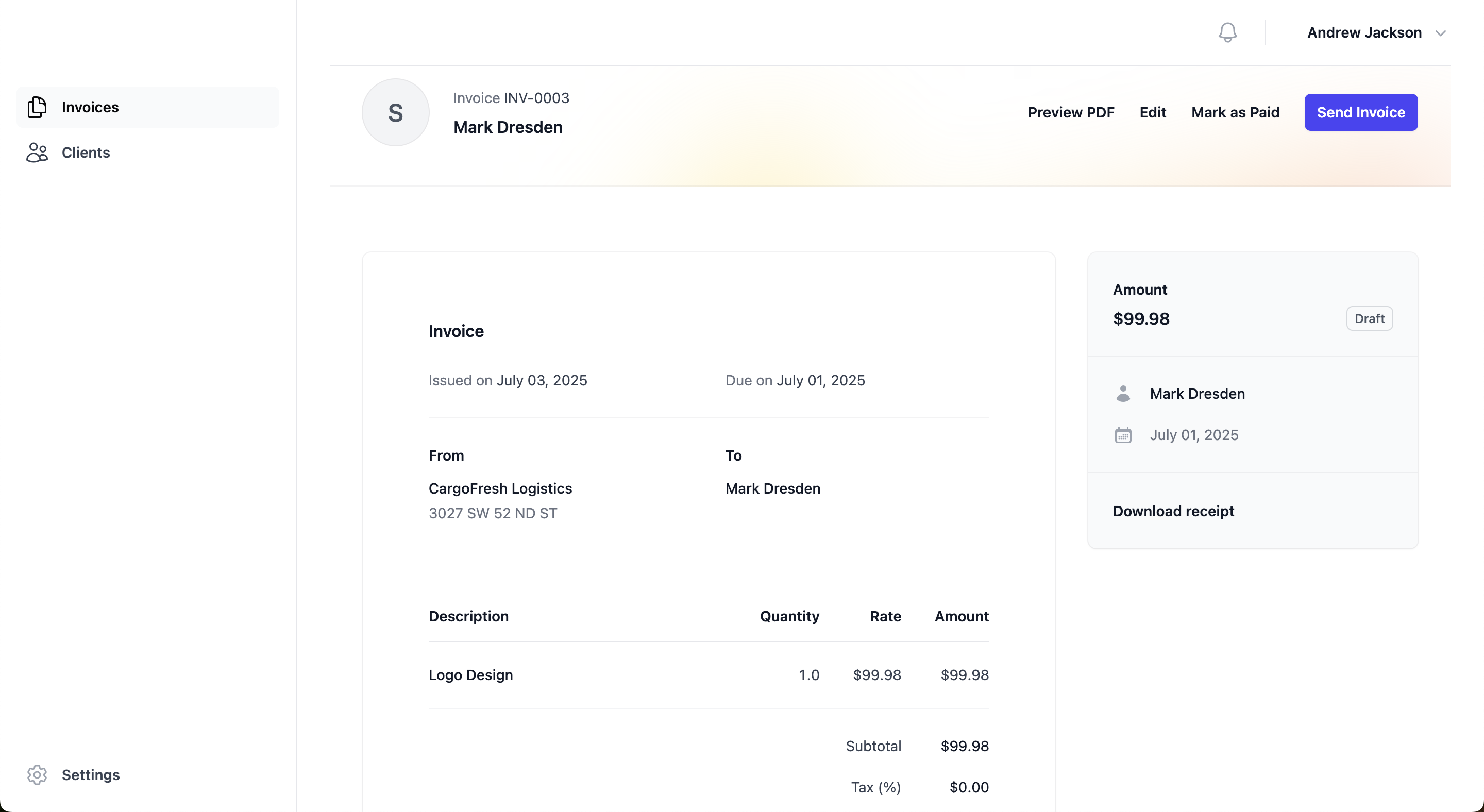 Easy Invoice Creation